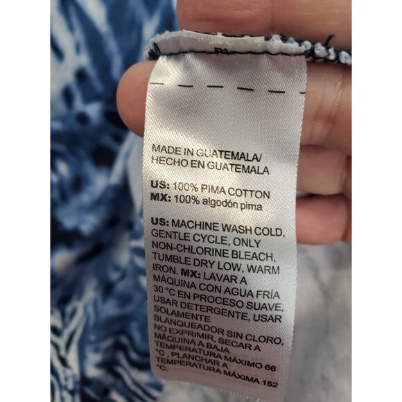 Chico's Pima Cotton Blue Animal Print Square Neck 3/4 Sleeve Tunic Size 3 (XL) - Picture 5 of 6